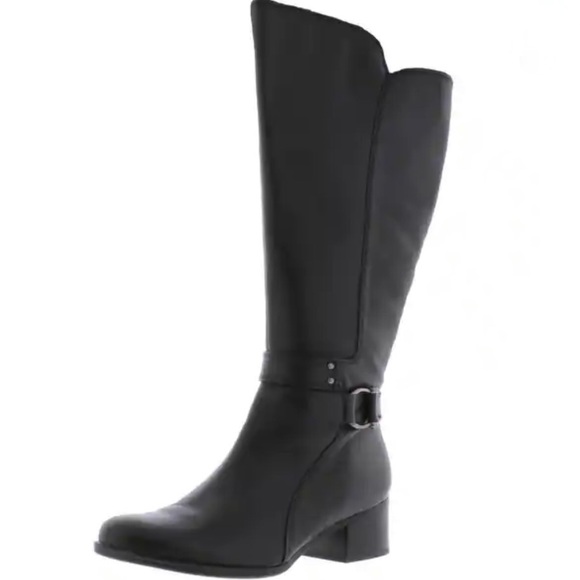 Naturalizer Black Leather Dane Boots 6.5 GUC 2 Inch Heel Mid Calf *no box* - Picture 1 of 12